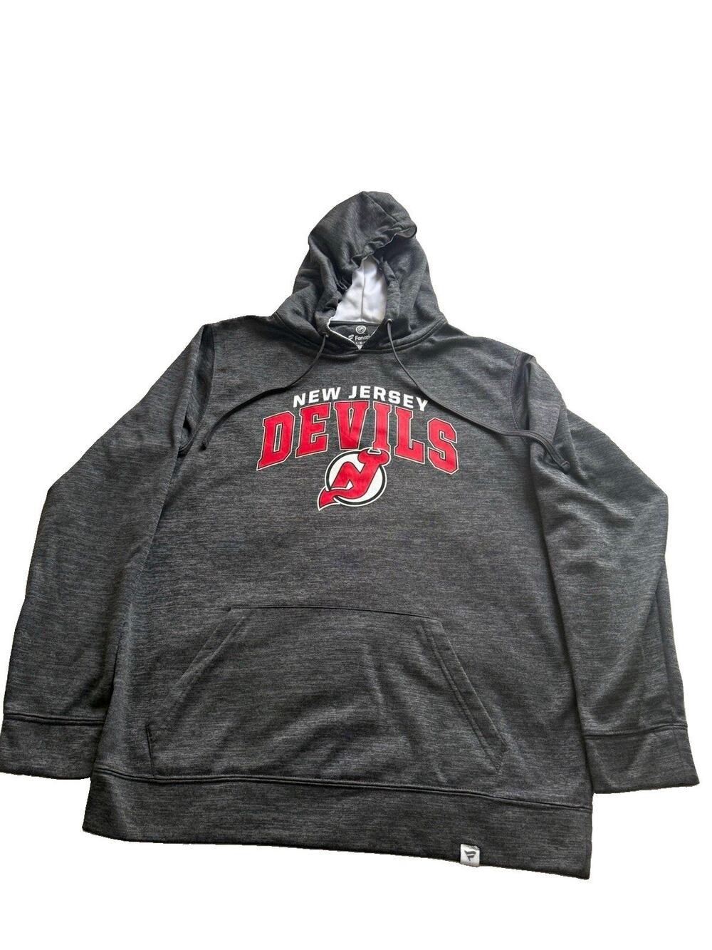Fanatics New Jersey Devils NHL Hockey Gray Pullover Hoodie Size L